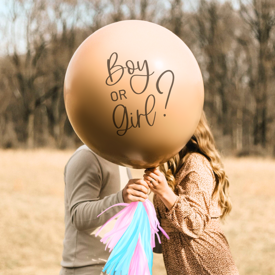 Boy or Girl? Gender Reveal Jumbo Balloon w/ Tassels