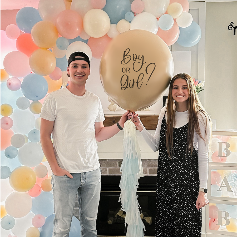 Boy or Girl? Gender Reveal Jumbo Balloon w/ Tassels