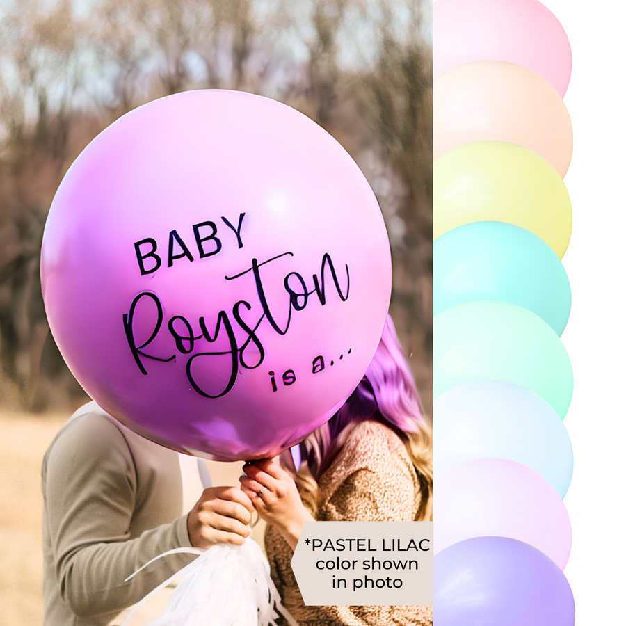 Personalized Gender Reveal Jumbo Balloon in PASTEL colors w/ Tassels