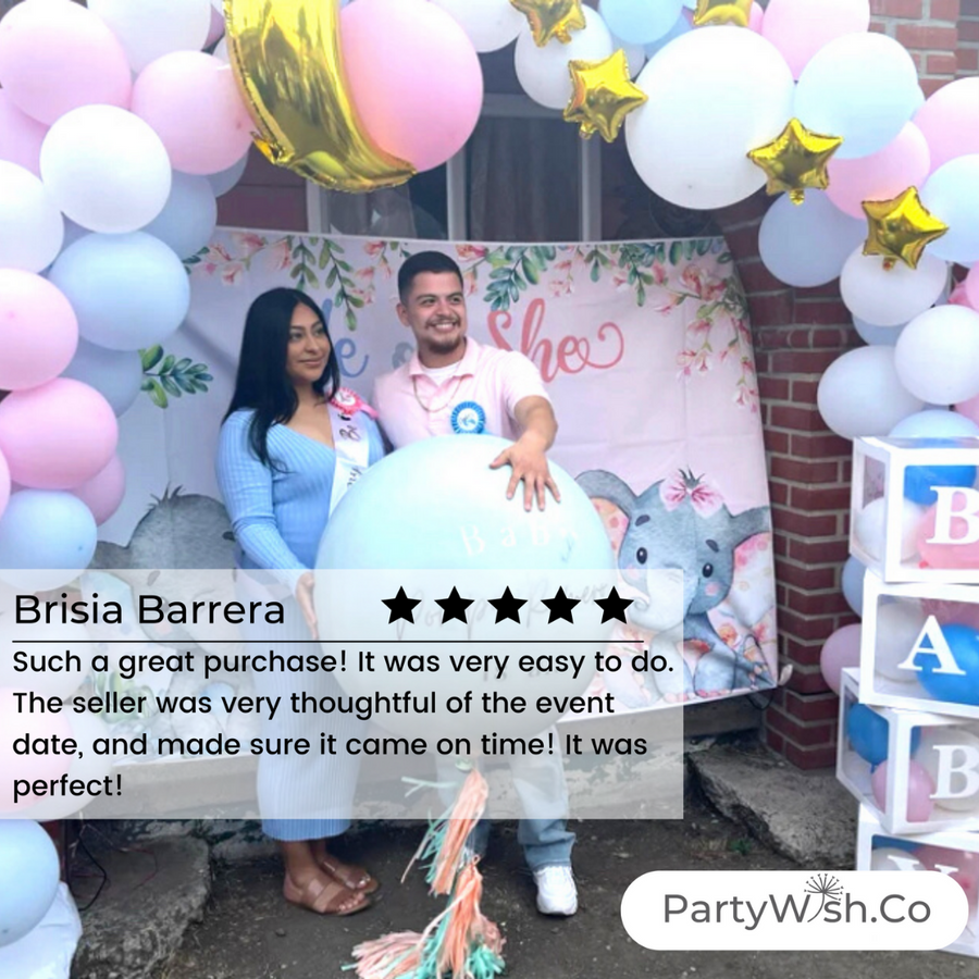 Personalized Gender Reveal Jumbo Balloon in PASTEL colors w/ Tassels